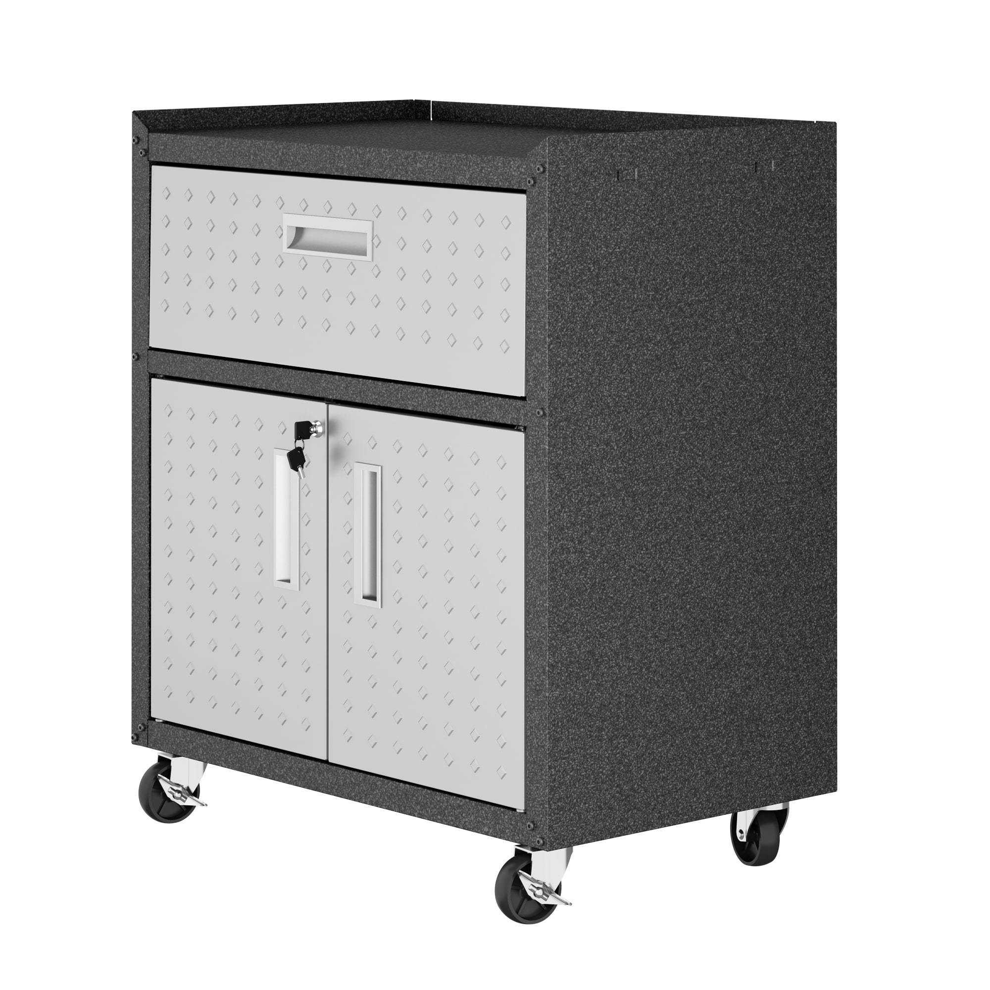 Manhattan Comfort, Fortress Mobile Garage Cabinet in Grey, Height 31.5 in, Width 30.3 in, Color Gray, Model# 2GMCC